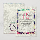 Auswaschung & Multicolor Elegante BlumenCollage Einladung (Vorne/Hinten)