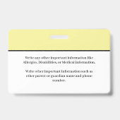 Ausweis-Ausweis für Kinder Studierende Schule Ausweis (Rückseite)