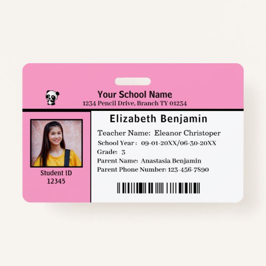 Ausweis-Ausweis Schüler Kinderkinderschule Ausweis (Vorderseite)