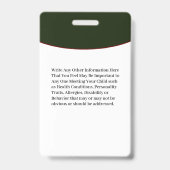 Ausweiskarte für Kindermädchen Ausweis (Back)