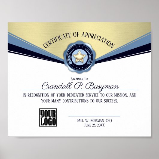 Auszeichnung der Mitarbeiter Poster (Vorne)