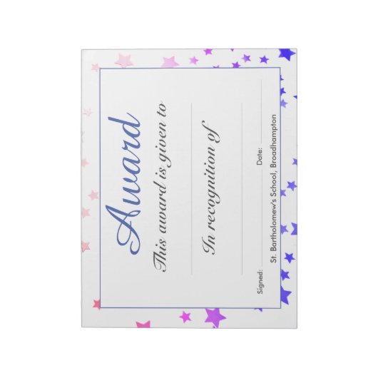 Auszeichnung für Schulleistungen Notizblock (Rotiert)