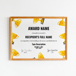 Auszeichnung für Sport Excellence mit Trophäe Poster