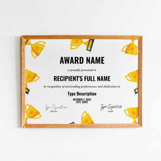 Auszeichnung für Sport Excellence mit Trophäe Poster