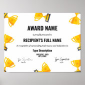 Auszeichnung für Sport Excellence mit Trophäe Poster (Vorne)