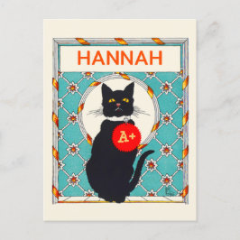 Auszeichnung "Vintage Katze" für den Lehrer Postkarte