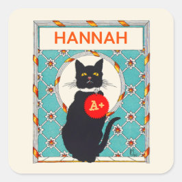 Auszeichnung "Vintage Katze" für den Lehrer Quadratischer Aufkleber