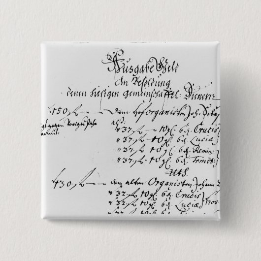 Auszug von der Gehaltszahlung J.S. Bachs Button (Vorderseite)