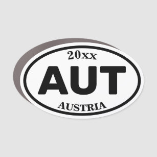 AUT Austria Ländercode 3 Letter Custom Oval Auto Magnet