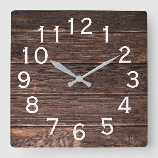 Authentic looking Dark wood Quadratische Wanduhr (Vorderseite)