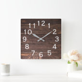 Authentic looking Dark wood Quadratische Wanduhr (Zuhause)