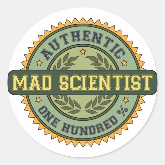 Authentic Mad Scientist Runder Aufkleber (Vorderseite)