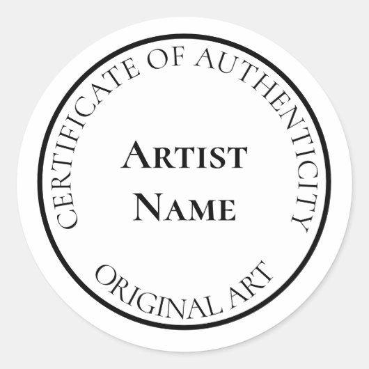 Authentifizierungszertifikat für den anpassbaren K Runder Aufkleber (Vorderseite)