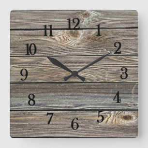 Authentisch aussehendes Holz Quadratische Wanduhr