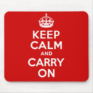 Authentisch Keep Calm And Carry On Original Rot Mousepad