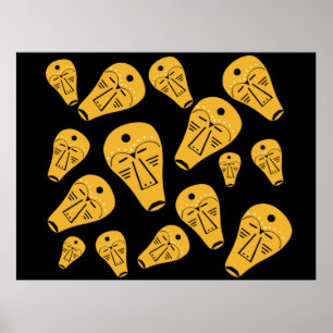 Authentische aborigine-abstrakte Maske Poster