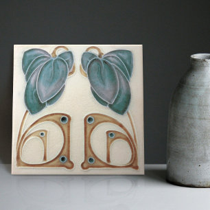Authentische Art Nouveau John Barratt Majolika Blu Fliese