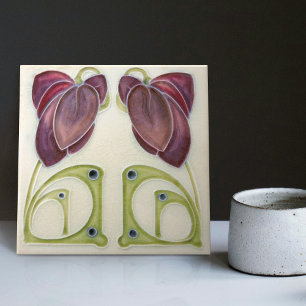 Authentische Art Nouveau John Barratt Majolika Blu Fliese