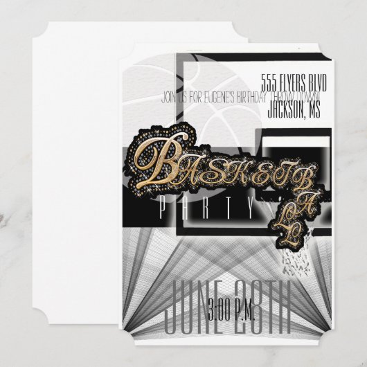 Authentische Basketball-Party Einladung - (Vorne/Hinten)