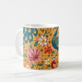 Authentische Ceylon-Pfauen-Batik - Sri Lanka Kaffeetasse (Vorderseite Links)