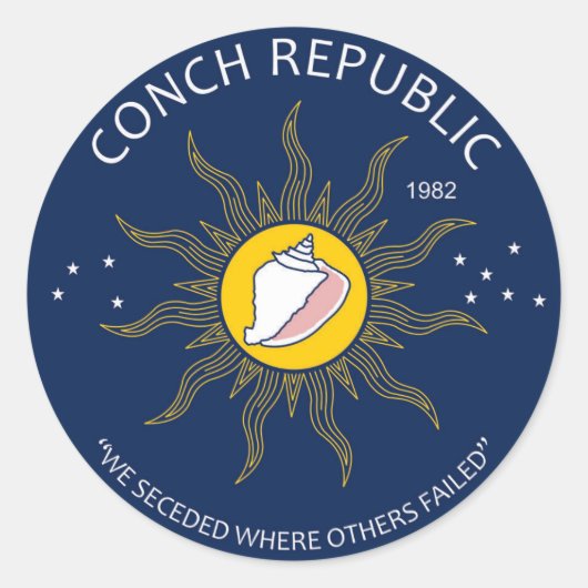 Authentische Conch Republic AVOID-FAKE Runder Aufkleber (Vorderseite)
