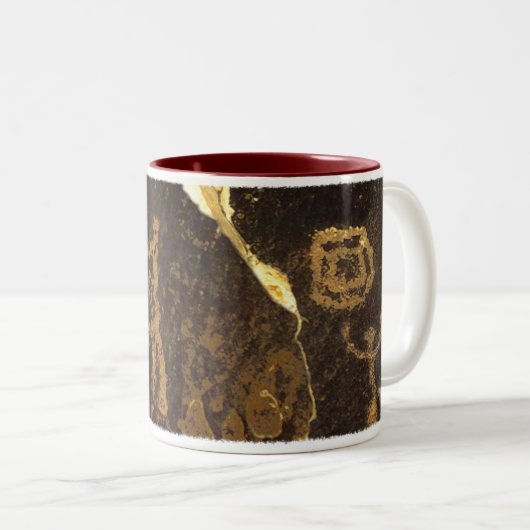 Authentische Elch-Petroglyphe Zweifarbige Tasse (VorderseiteRechts)