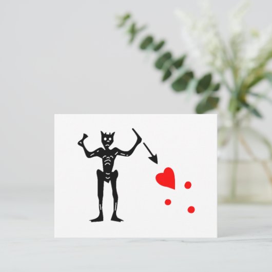 Authentische Flagge für den Blackbeard Postkarte (Stehend Vorderseite)