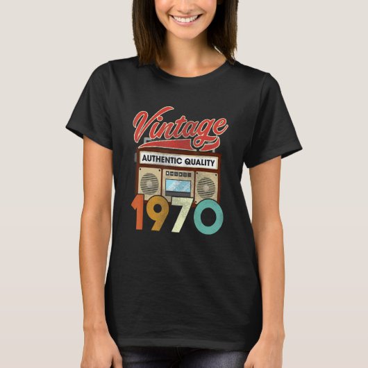 Authentische Funkqualität Vintag 1970 52. Geburtst T-Shirt (Vorderseite)