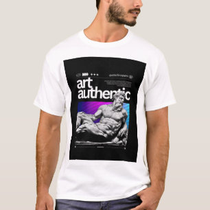 Authentische griechische Statue Synthwave Herren T-Shirt