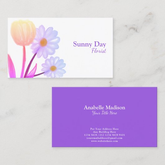 Authentische handgezeichnete Blume | Aquarell Visitenkarte (Vorne/Hinten)