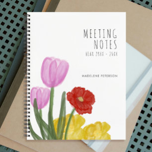 Authentische, handgezogene Blume Notizblock