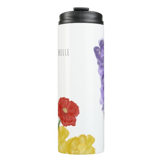 Authentische, handgezogene Blume Thermosbecher (Vorderseite)