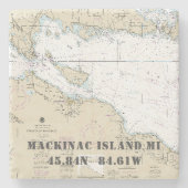 🧭 Authentische Insel Michigan Mackinac Steinuntersetzer (Vorderseite)