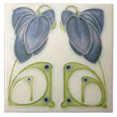 Authentische Jugendstil John Barratt Majolica Flor Fliese (Vorderseite)