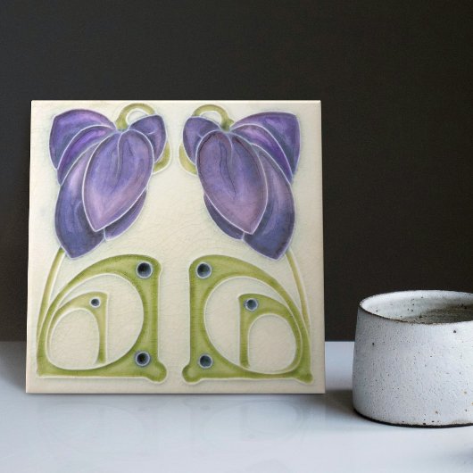Authentische Jugendstil John Barratt Majolica Flor Fliese