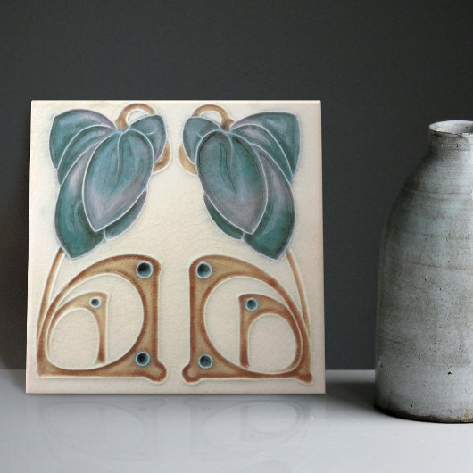 Authentische Jugendstil John Barratt Majolica Flor Fliese