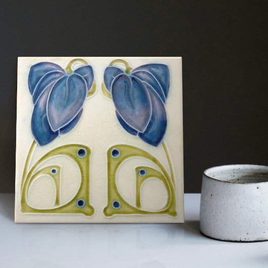 Authentische Jugendstil John Barratt Majolica Flor Fliese