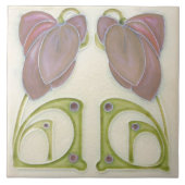 Authentische Jugendstil John Barratt Majolica Flor Fliese (Vorderseite)