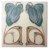 Authentische Jugendstil John Barratt Majolica Flor Fliese (Vorderseite)