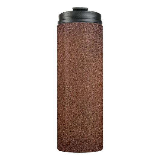 Authentische Lederoptik, echter Hintergrund. Thermosbecher (Vorderseite)