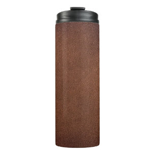 Authentische Ledertextur, echter Hintergrund. Thermosbecher