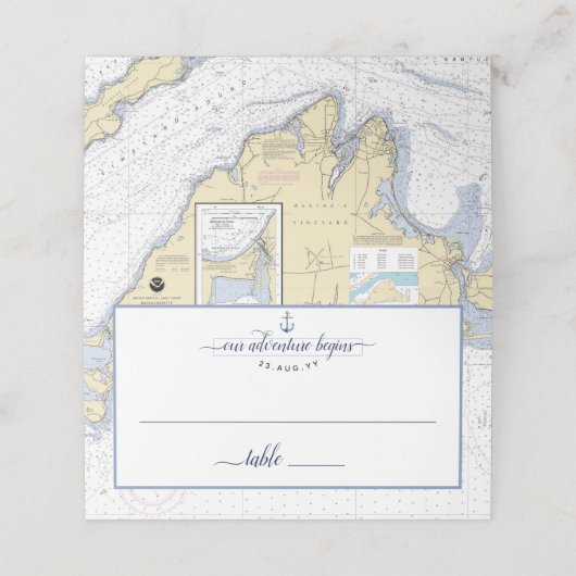 Authentische Nautic Chart Anchor Hochzeit / Verans Platzkarte (Außenseite Aufgefaltet)