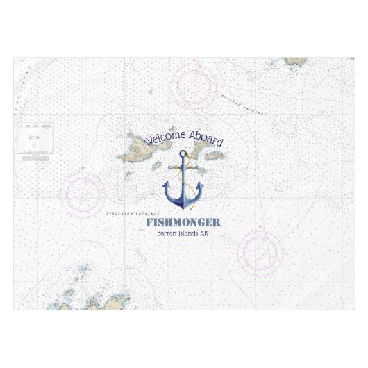 Authentische Nautic Chart Barren Islands Alaska Tischdecke (Vorderseite (Horizontal))