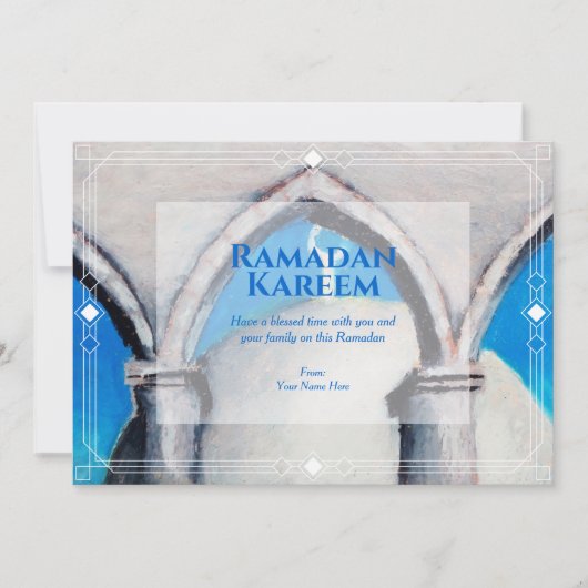 Authentische Ölpastel Zeichnend Ramadan Grußkarte Einladung (Vorderseite)