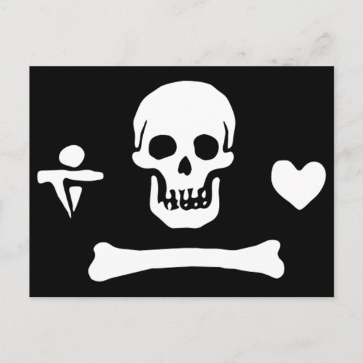 Authentische Piratenflagge Stede Mütze Postkarte (Vorderseite)