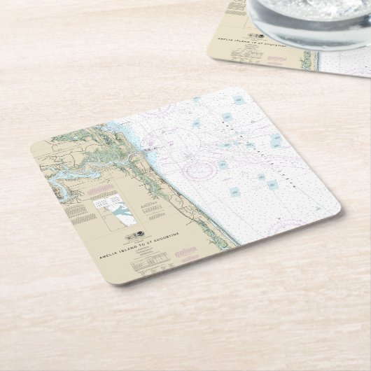 Authentische Seekarte Jacksonville Beach FL Rechteckiger Pappuntersetzer (angewinkelt)
