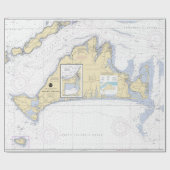 Authentische Seekarte Martha's Vineyard Geschenkpapier (Flach)