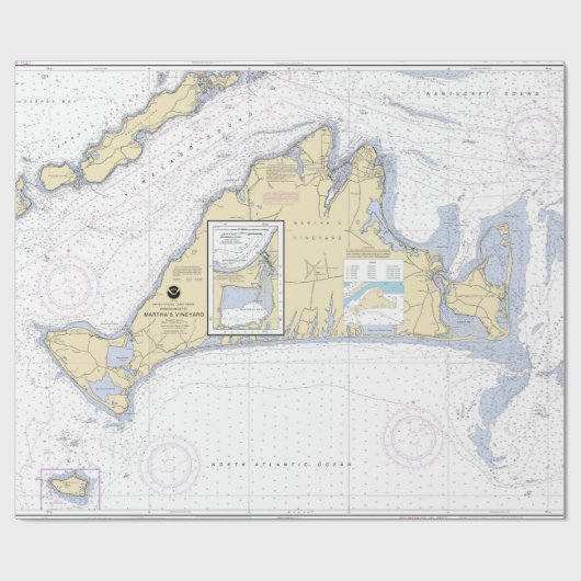 Authentische Seekarte Martha's Vineyard Geschenkpapier (Flach)