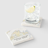 Authentische Seekarte Martha's Vineyard Nautical Steinuntersetzer (Seitenansicht)