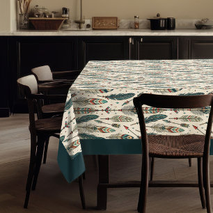 Authentische Tribal Feathers & Arrows Boho Dekorat Tischdecke